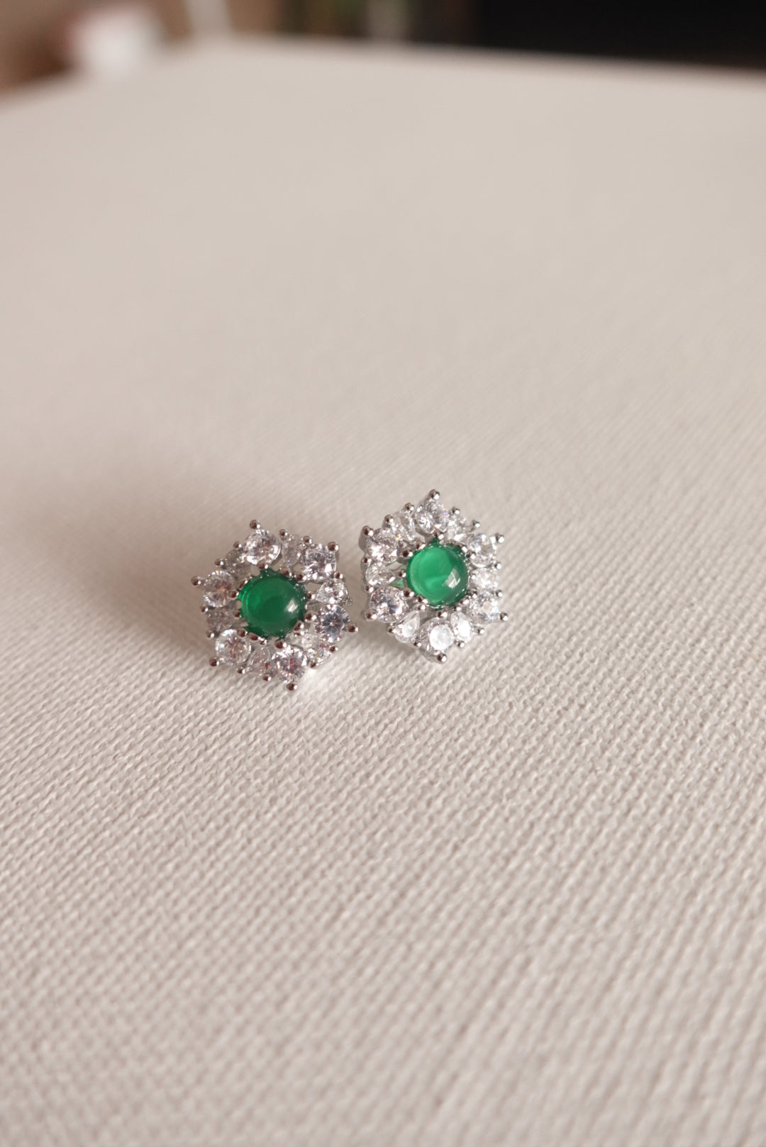 E2183 | Type A Green Cabochon Jade Earrings