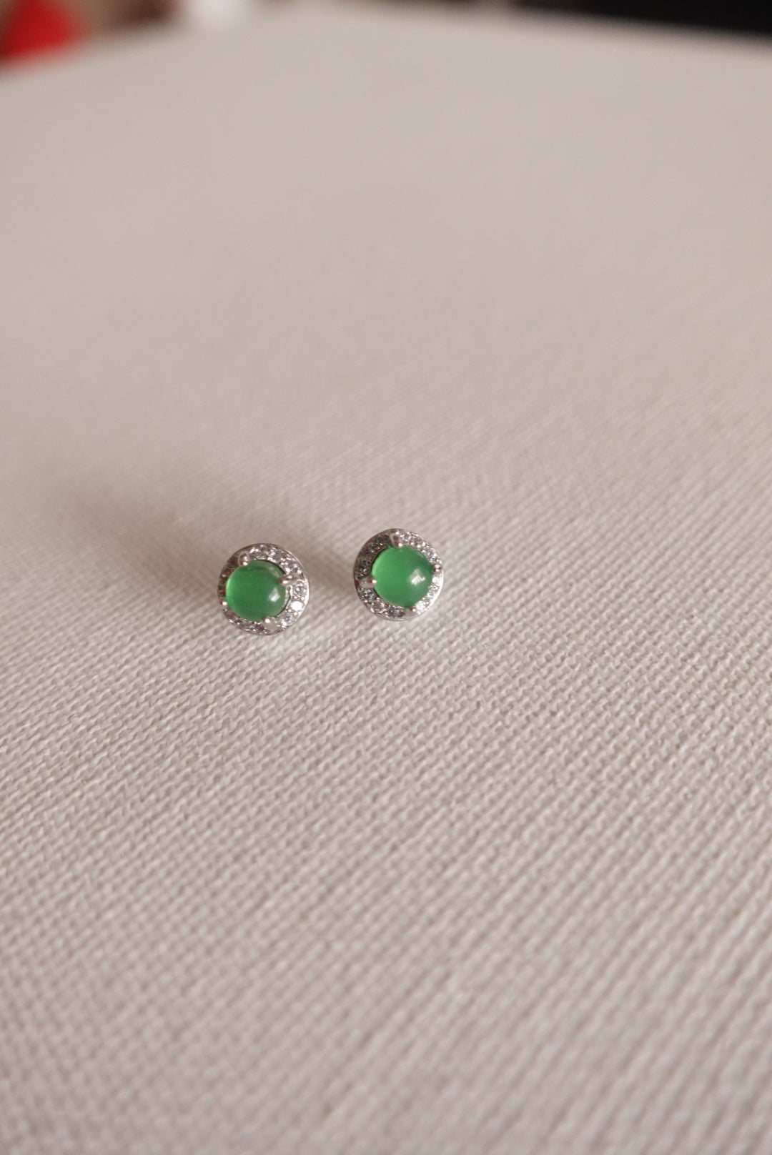E2075 | Type A Green Cabochon Jade Earrings