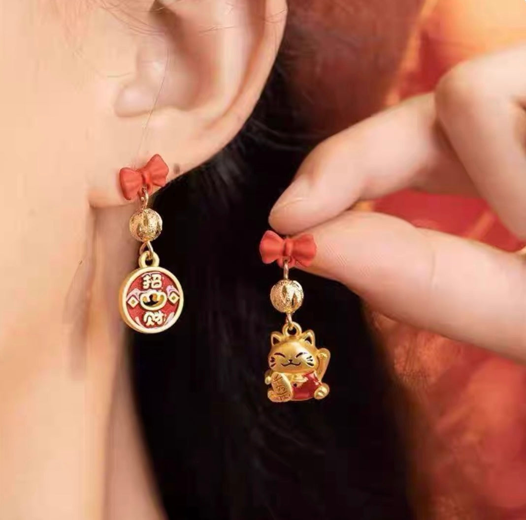 E2231 | CNY Jewelry Money Cat Earrings 招财猫咪