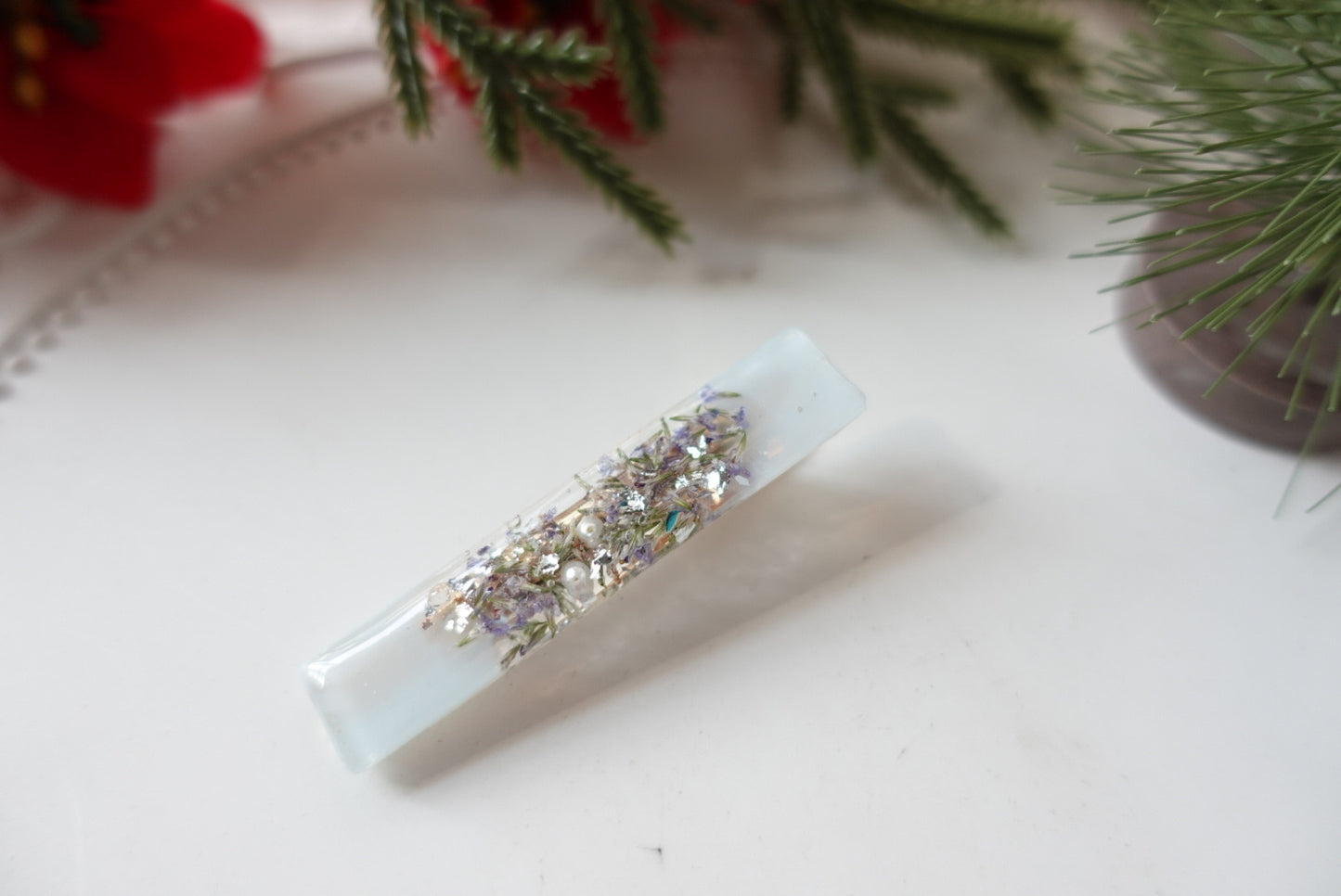 Snow Blue Christmas Hair Clip