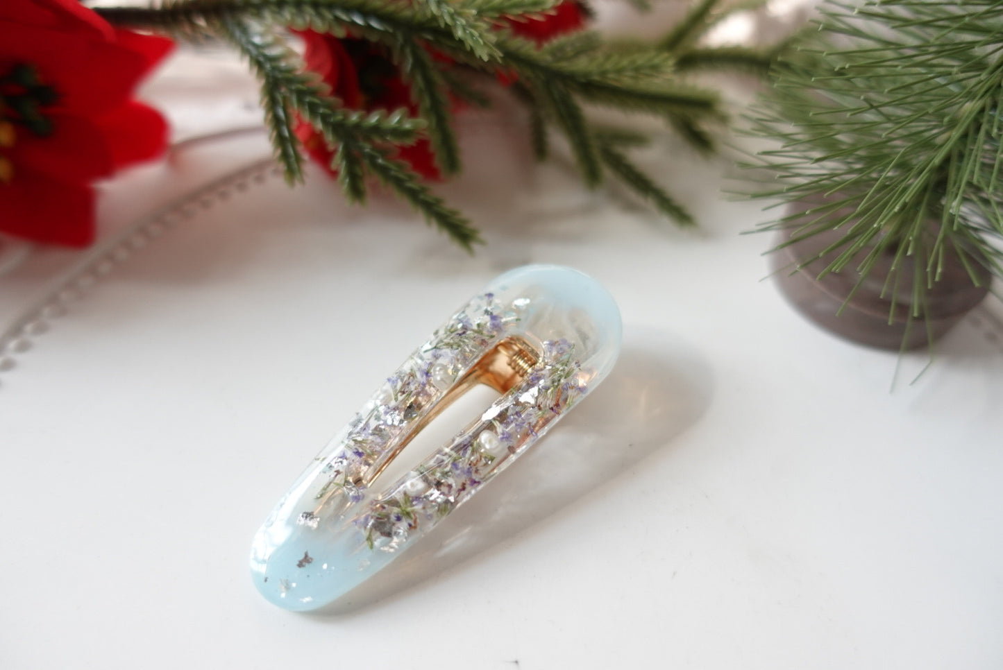 Snow Blue Christmas Hair Clip
