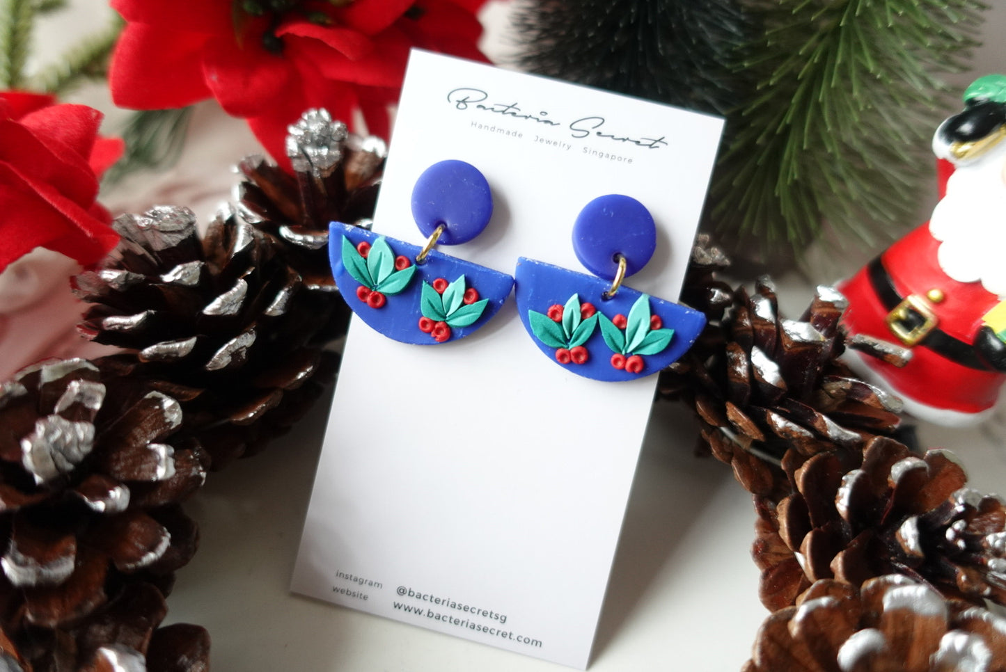 Blue Christmas Clay Earrings 6