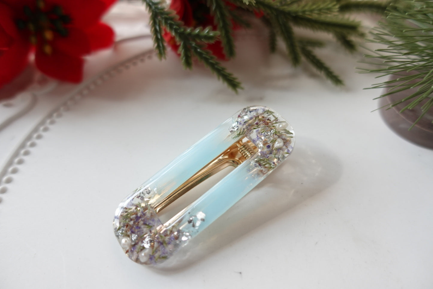 Snow Blue Christmas Hair Clip