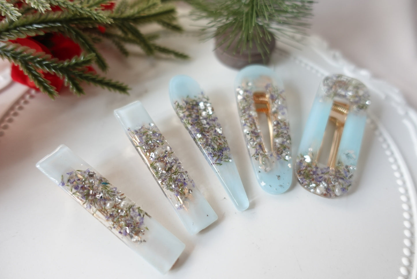 Snow Blue Christmas Hair Clip