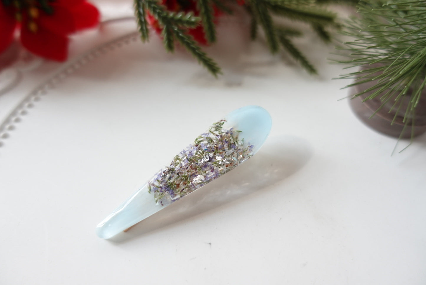 Snow Blue Christmas Hair Clip