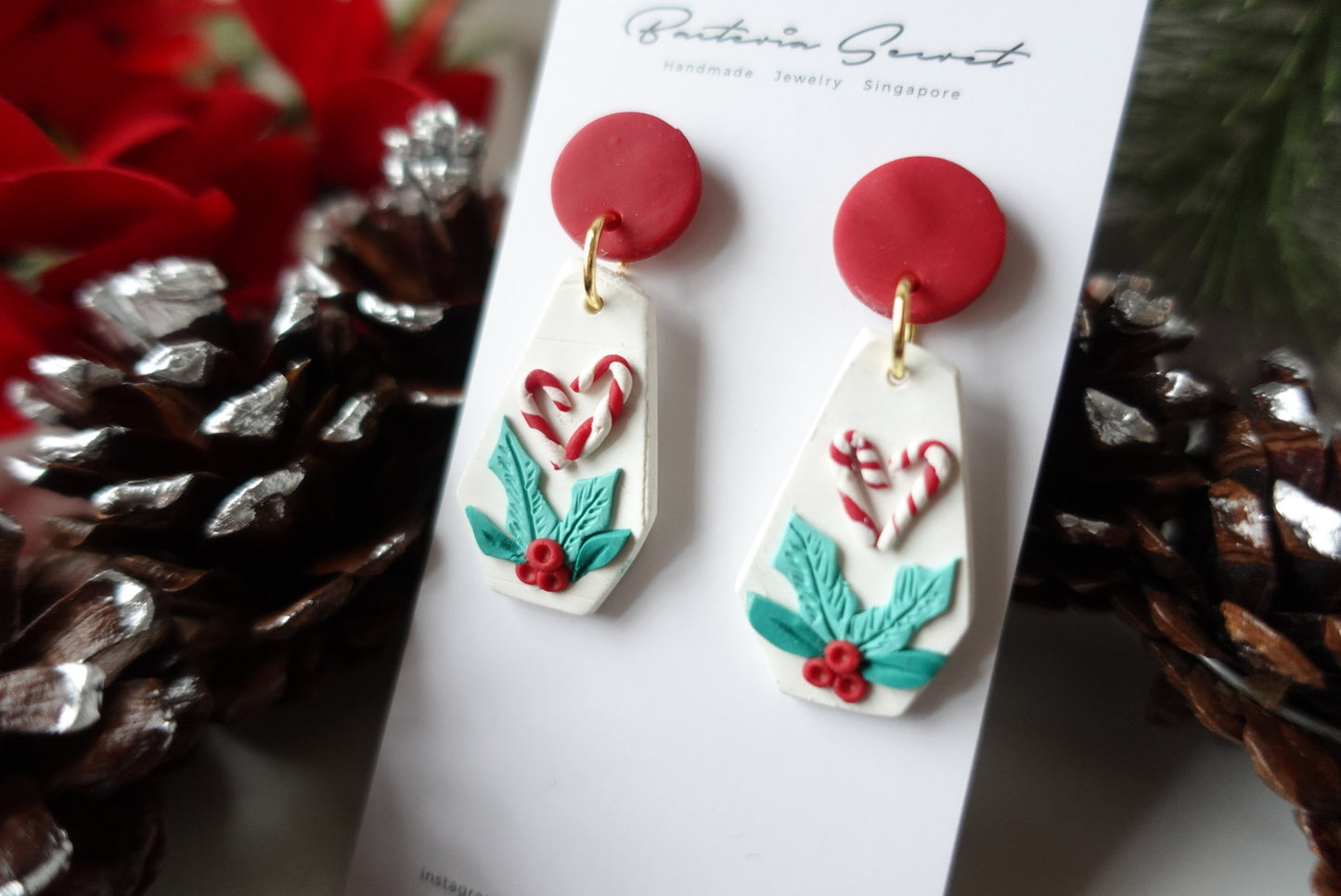 Christmas Wreath Polymer Clay Earrings 3