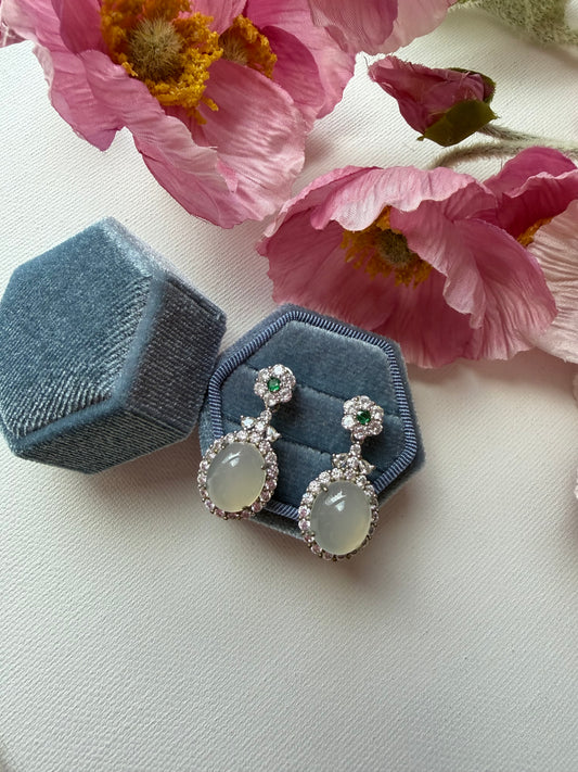 E2223 | Type A Snow Jade Jade Earrings
