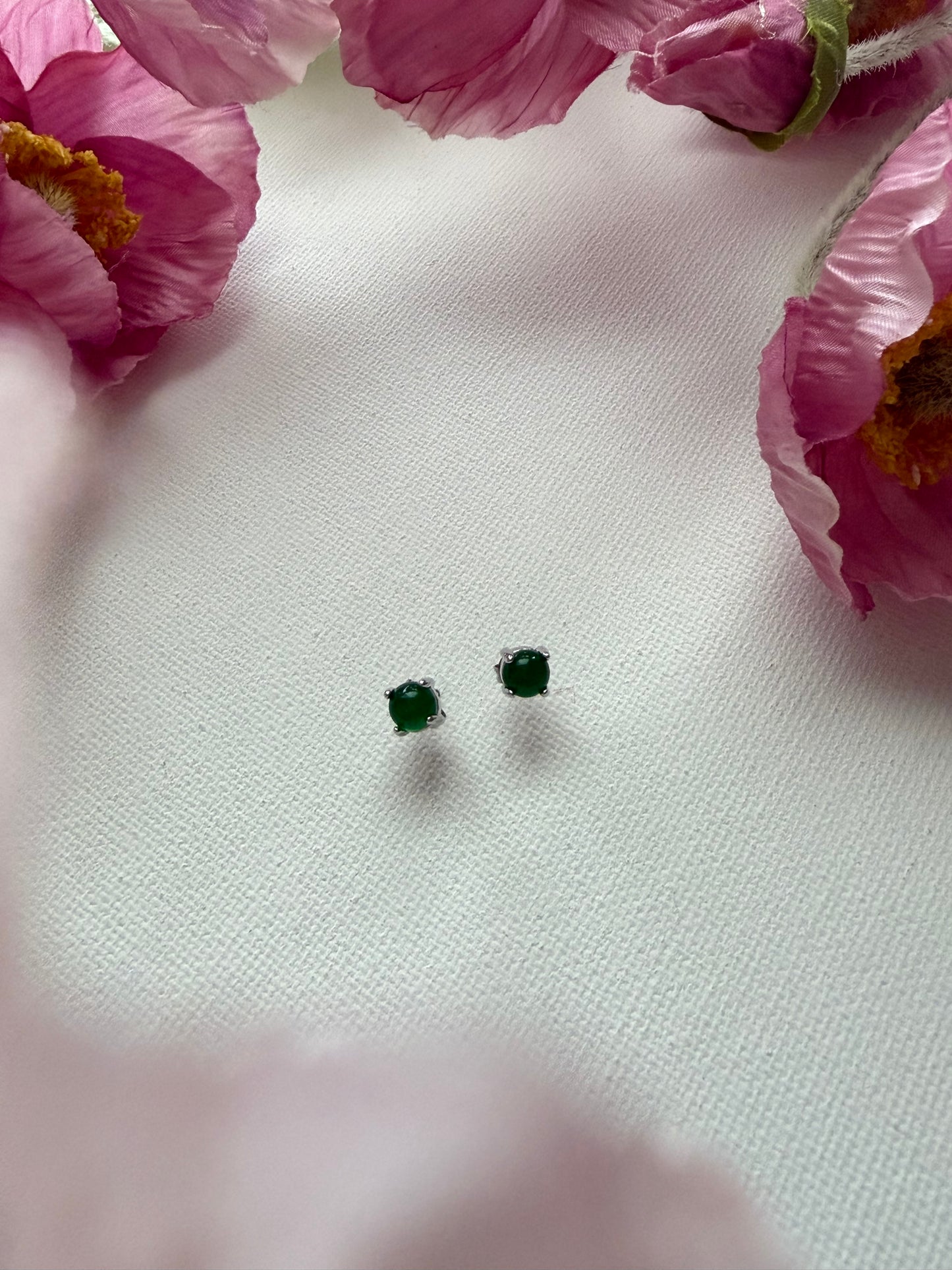 E2217 | Type A Green Cabochon Jade Earrings