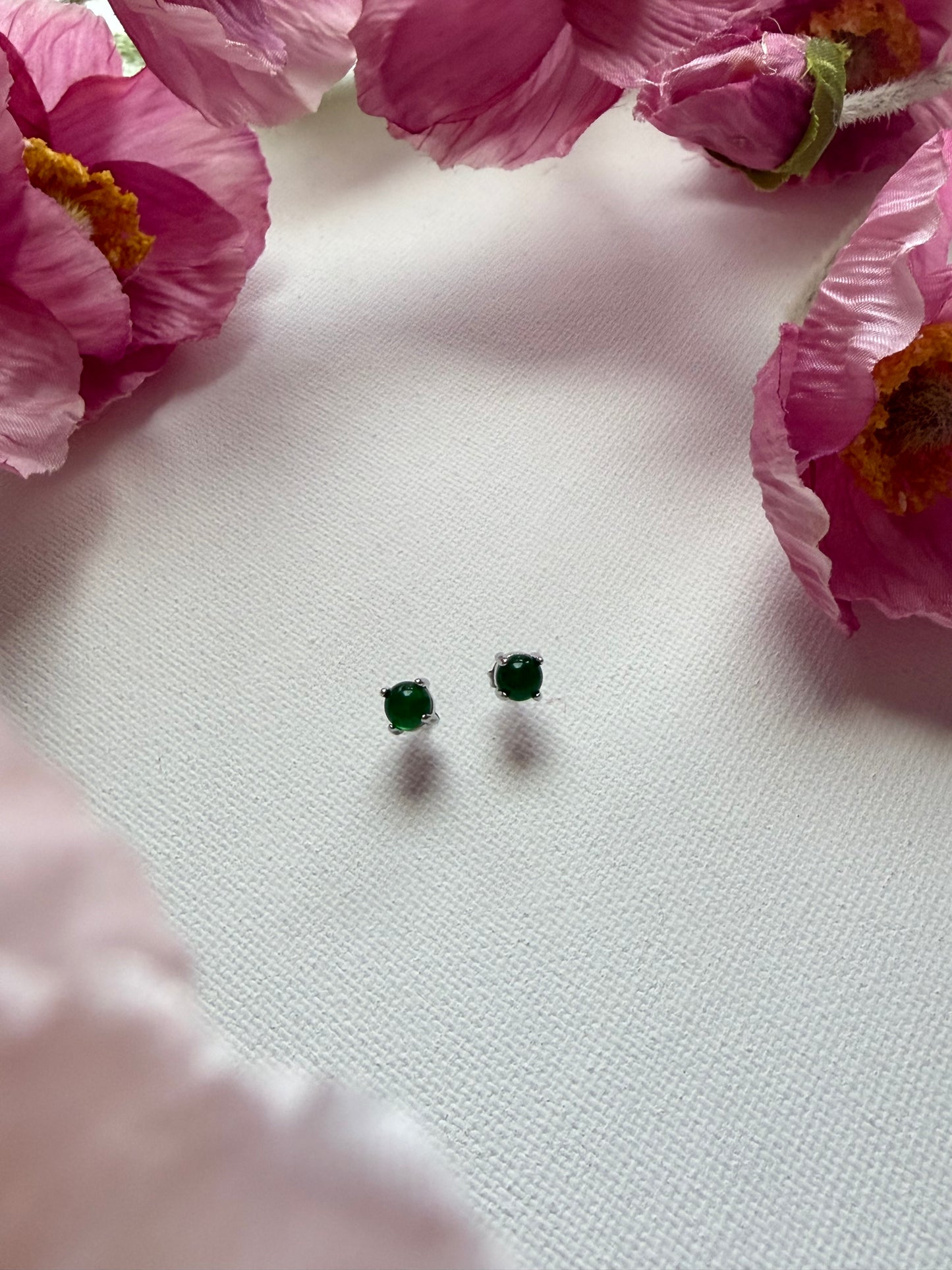 E2217 | Type A Green Cabochon Jade Earrings