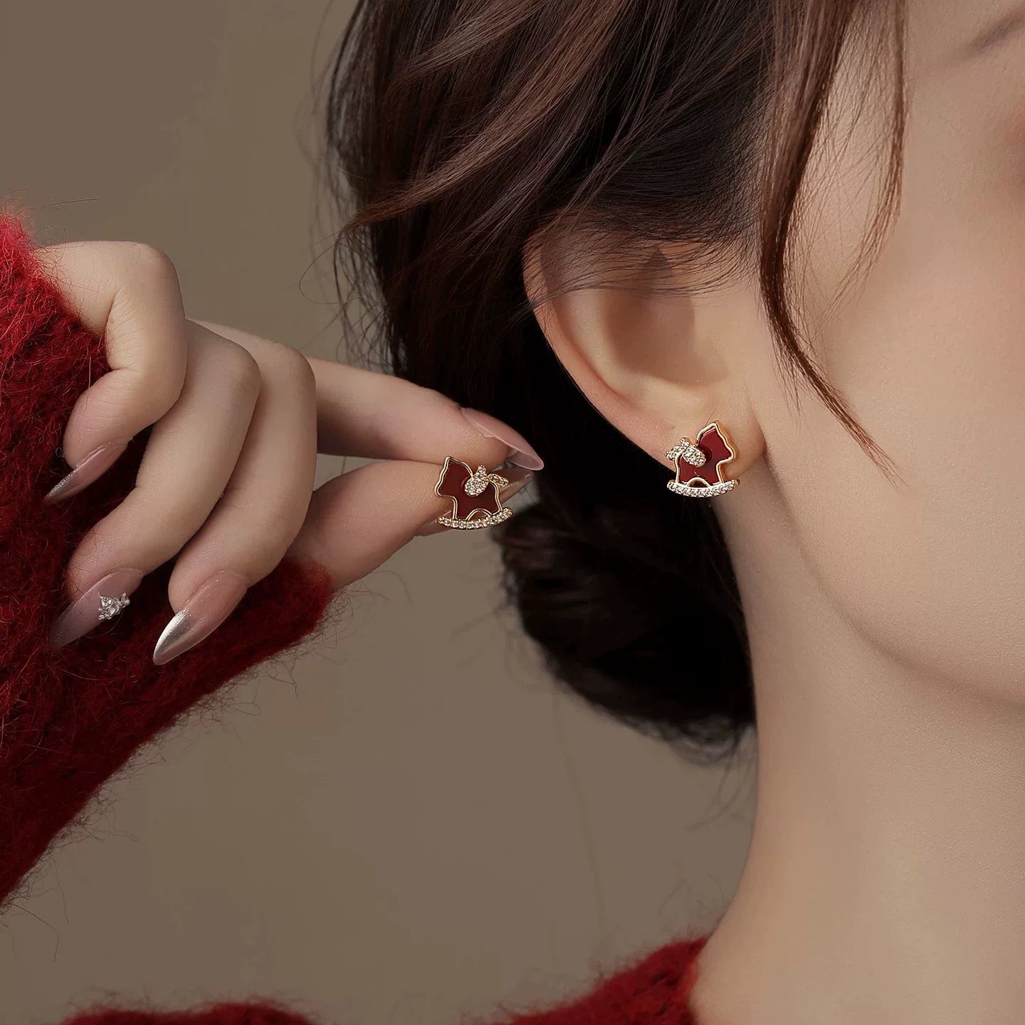 E2230 | CNY Jewelry Red Horse Earrings with Luck 神马都有