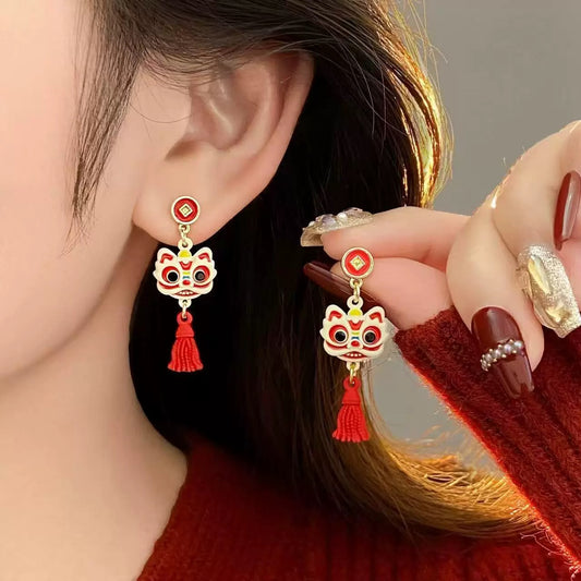 E2233 | CNY Jewelry Lion Dance Earrings