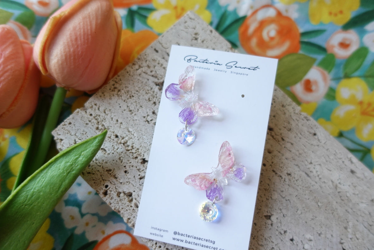 Carlen Spring Flower Butterfly Earrings