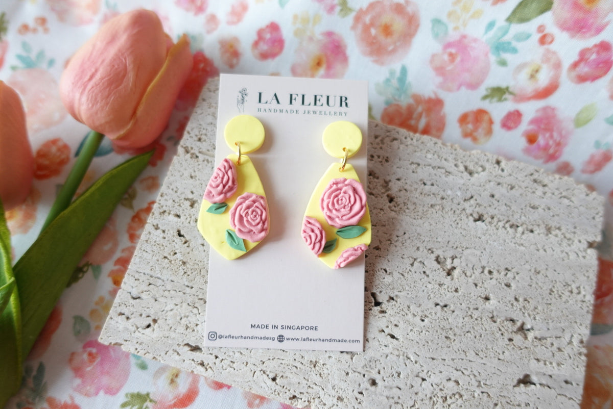 Yellow Blossom Summer Polymer Clay Earrings 2