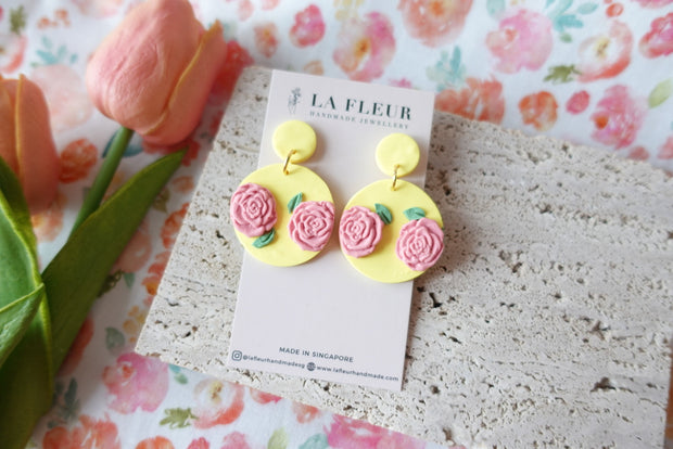 Yellow Blossom Summer Polymer Clay Earrings 1