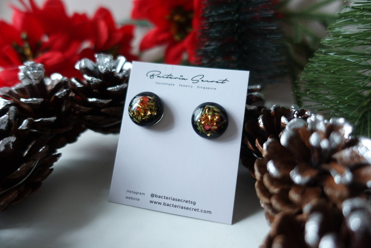 Wonderland Black Christmas Studs