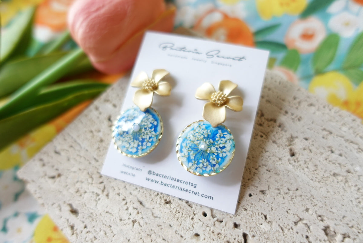 Carmelina Blue Floral Earrings