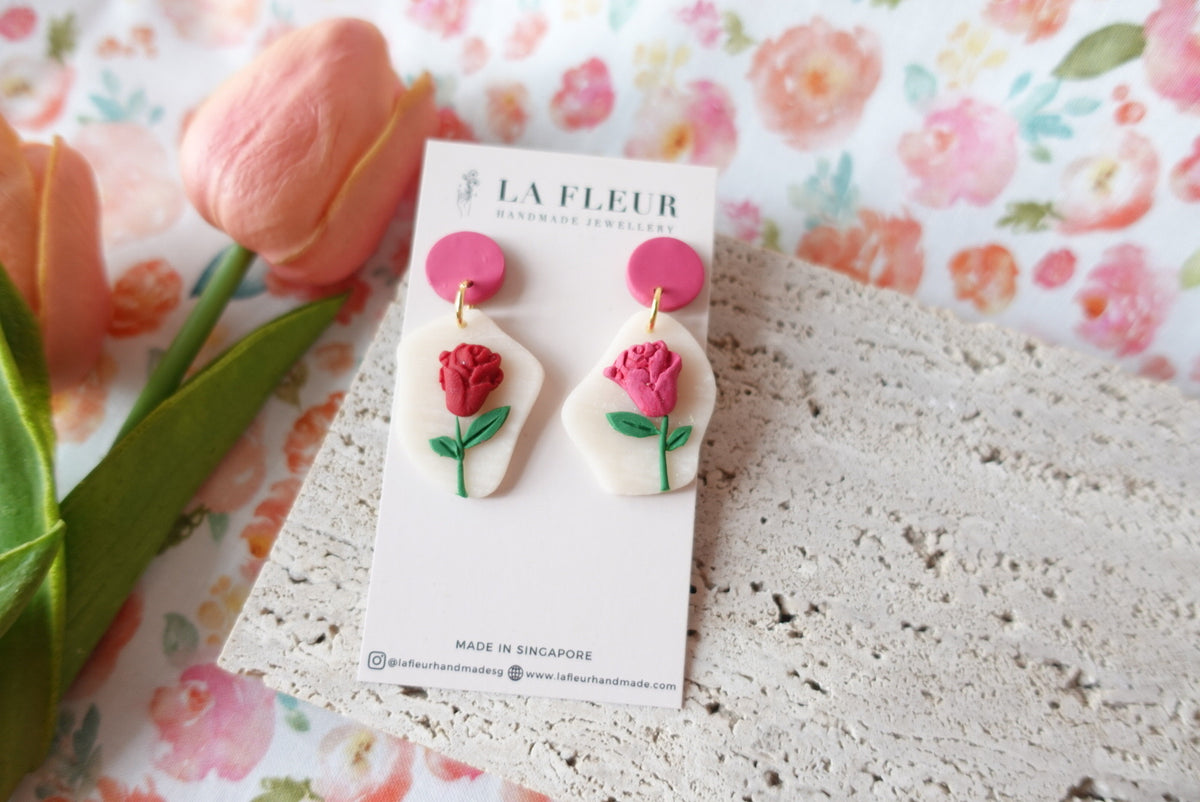 Mother’s Day Rose Polymer Clay Earrings 4