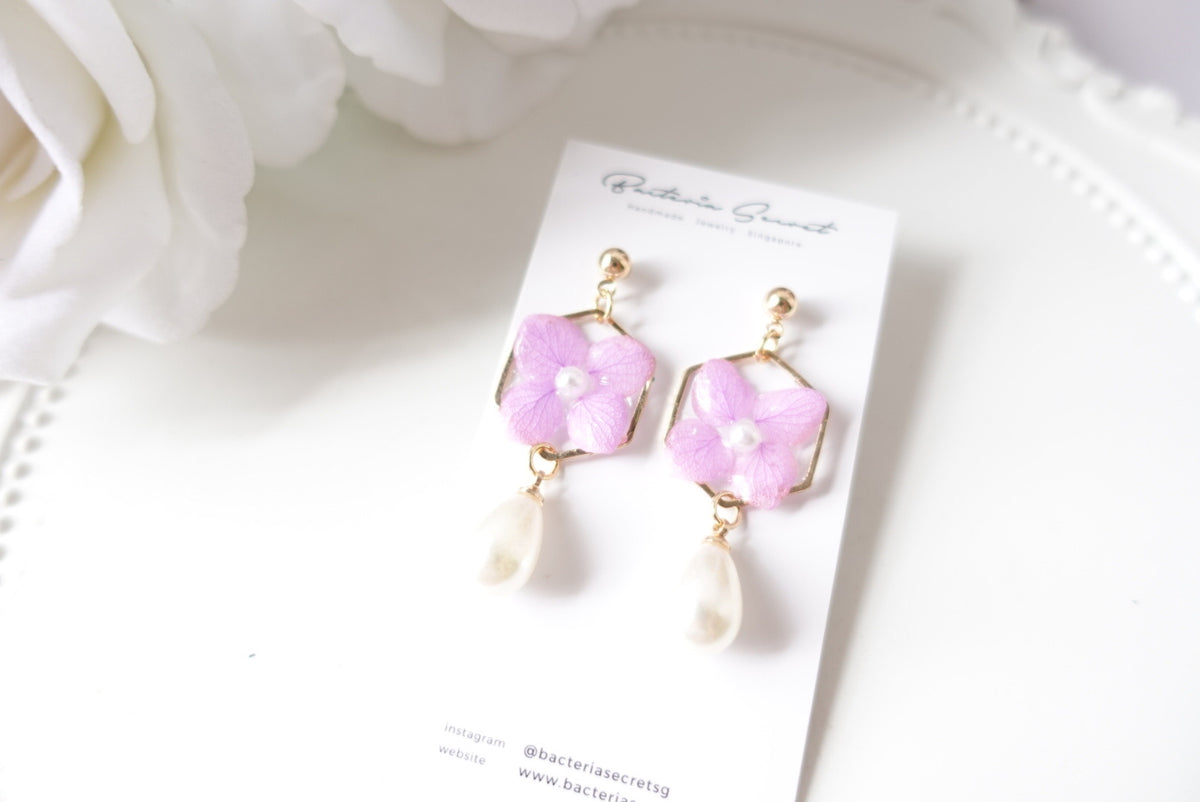 Beryl Hydrangea Pearl Drop Earrings