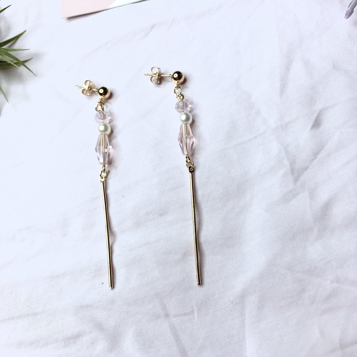 Rose Crystal Xane Long Earrings