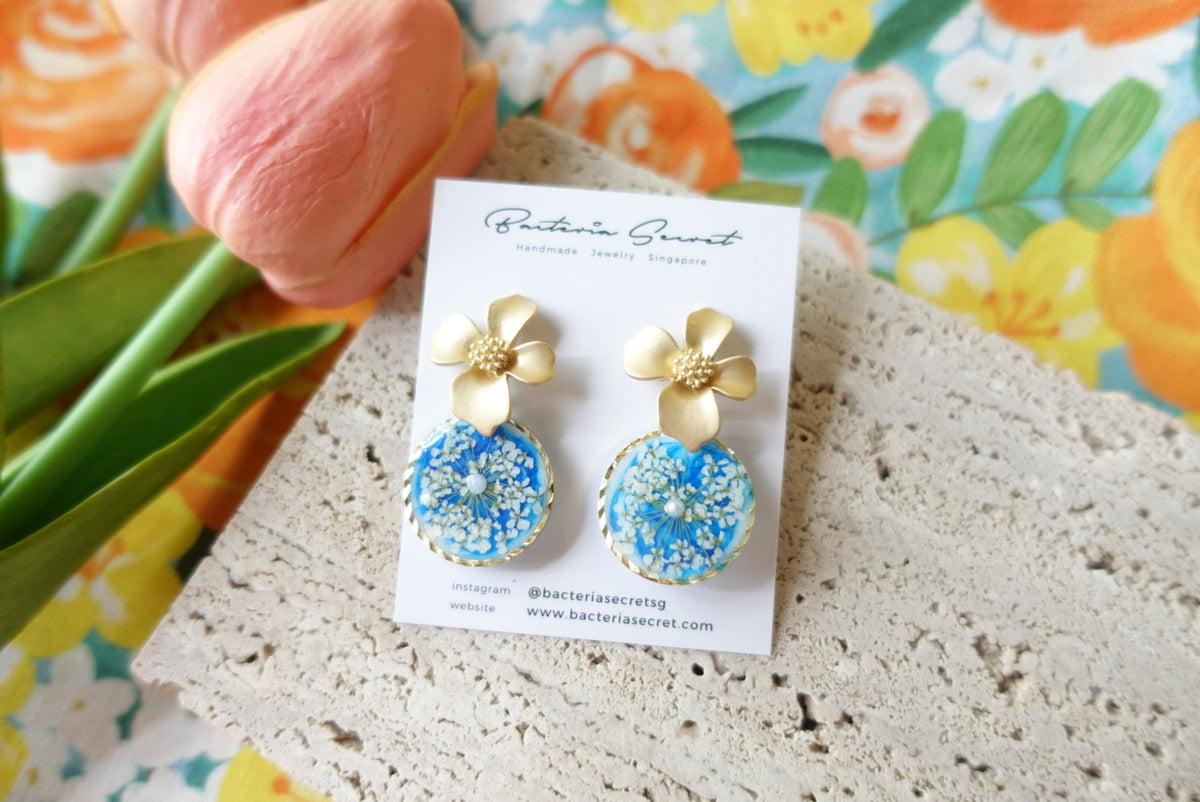 Carmelina Blue Floral Earrings