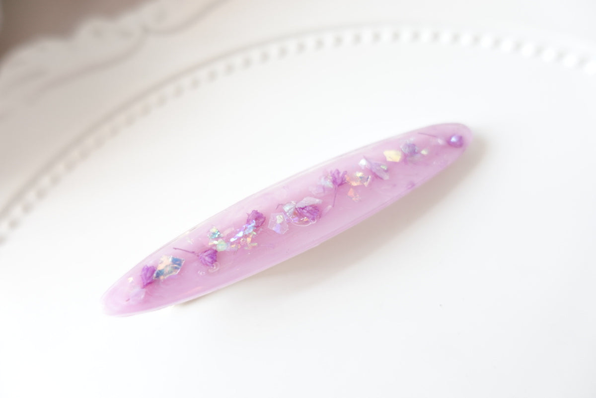 Purple Dried Flower Hair Clip