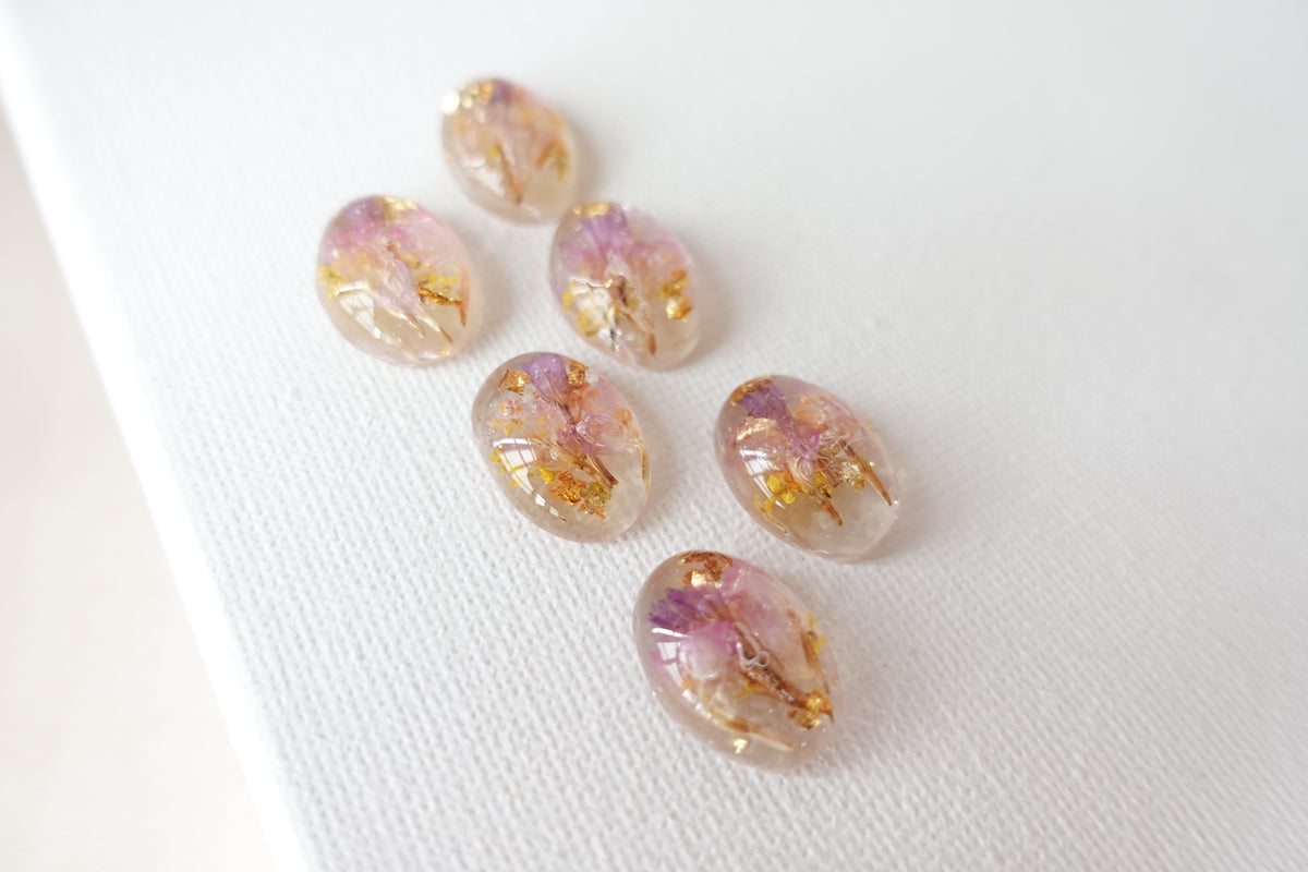 Oval Pink Yellow Combination Flower Studs