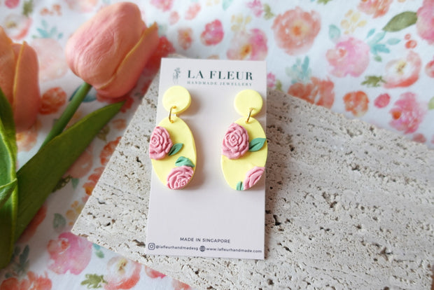 Yellow Blossom Summer Polymer Clay Earrings 3