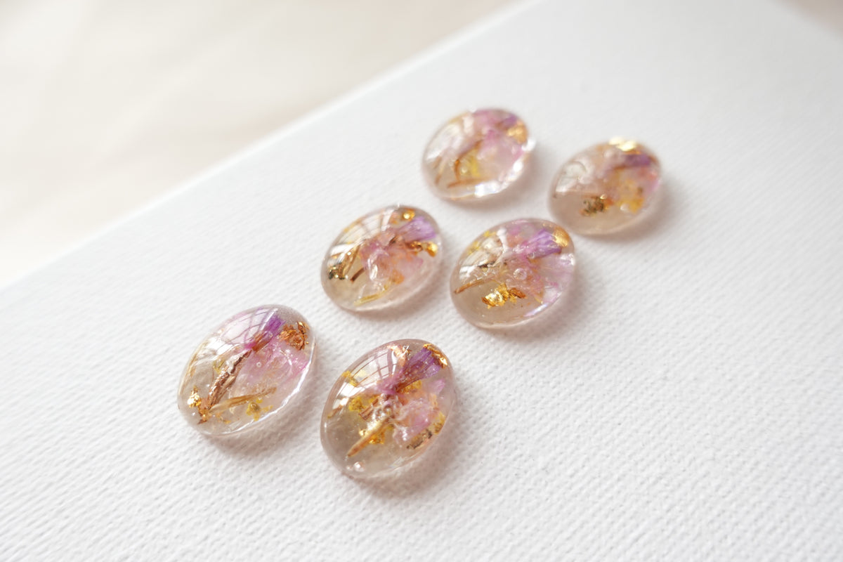 Oval Pink Yellow Combination Flower Studs