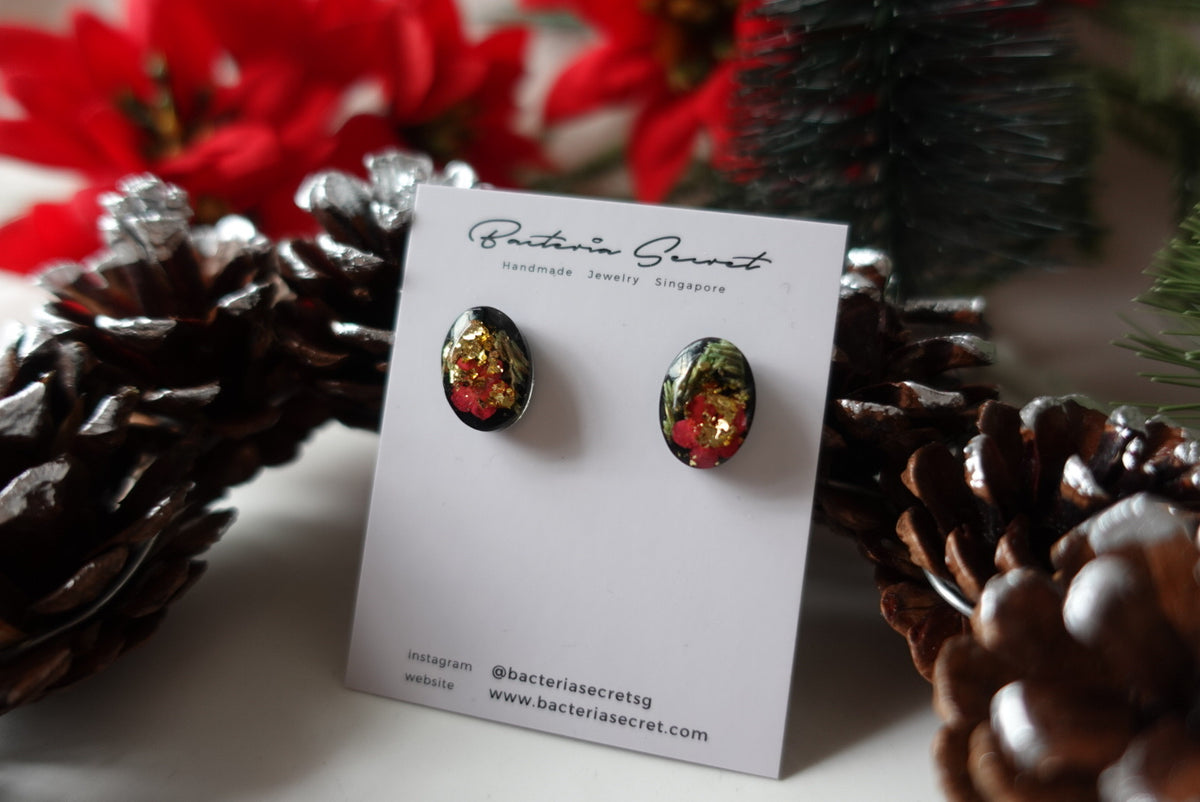 Wonderland Black Christmas Studs